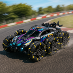 ماشین کنترلی ۶ چرخ بدلکاری | آفرود چراغ‌دار و دودزا با ریموت ۲.۴ گیگاهرتز